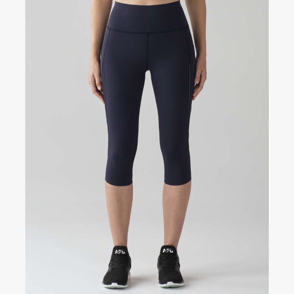 Lululemon Pace Perfect Crop 17” Luxtreme High Rise Leggings Midnight Navy Sz 12